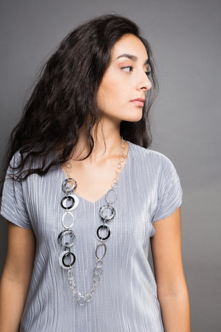 Collier Mailys argenté gris